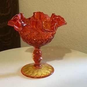 VTG Fenton Amberina Compote on pedestal